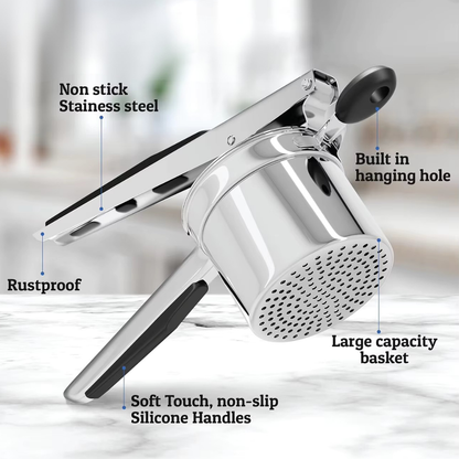 Potato Ricer, Stainless Steel Potato Masher For Mashed Potatoes