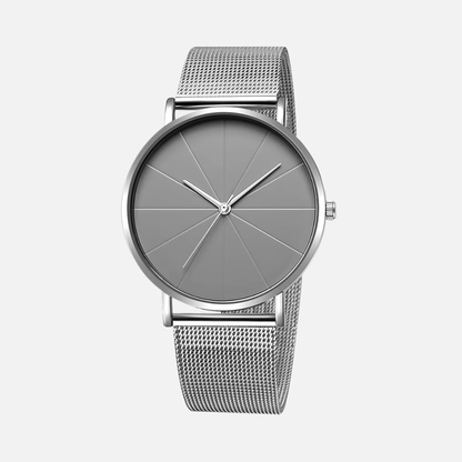 Quartz Watch with Analog Baton Dial Timepiece - Stainless Steel Case