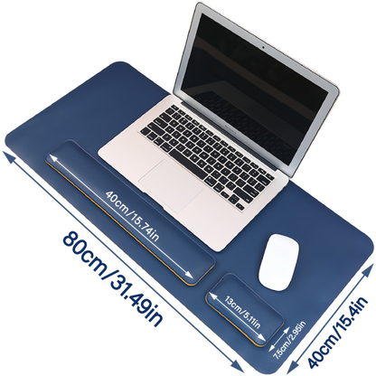 Desk Mat with Keyboard and Mouse Wrist Support Three Piece PU Leather Set