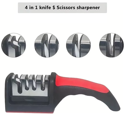 Knife Sharpener 4 in 1 Manual Tool for Kitchen Knives and Scissors