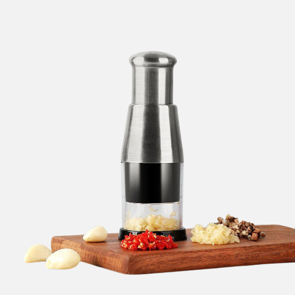 Garlic Chopper With Stainless Steel Blades For Fine or Coarse Vegetable Cutting