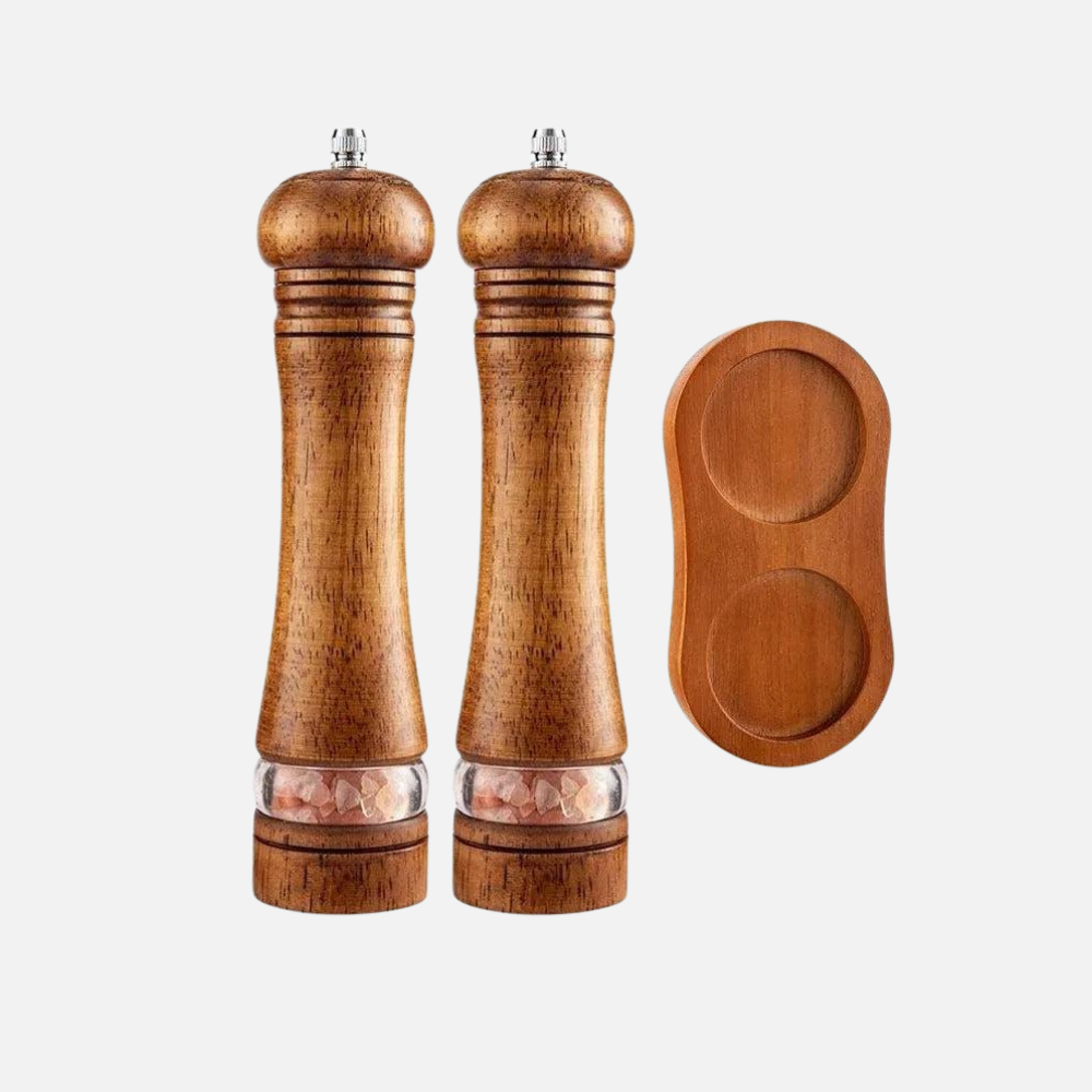 Wooden Salt & Pepper Grinder With Acrylic Viewing Window
