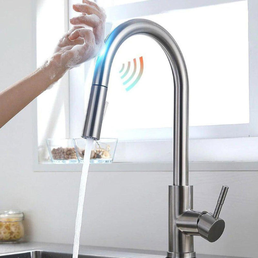 Kitchen Sensor Faucet Water Tap, Stainless Steel Smart Touch With 4 Colors