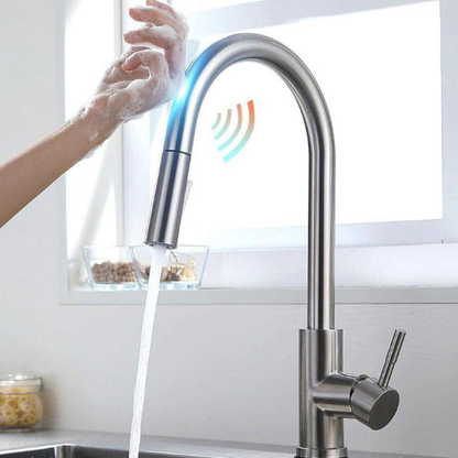 Kitchen Sensor Faucet Water Tap, Stainless Steel Smart Touch With 4 Colors