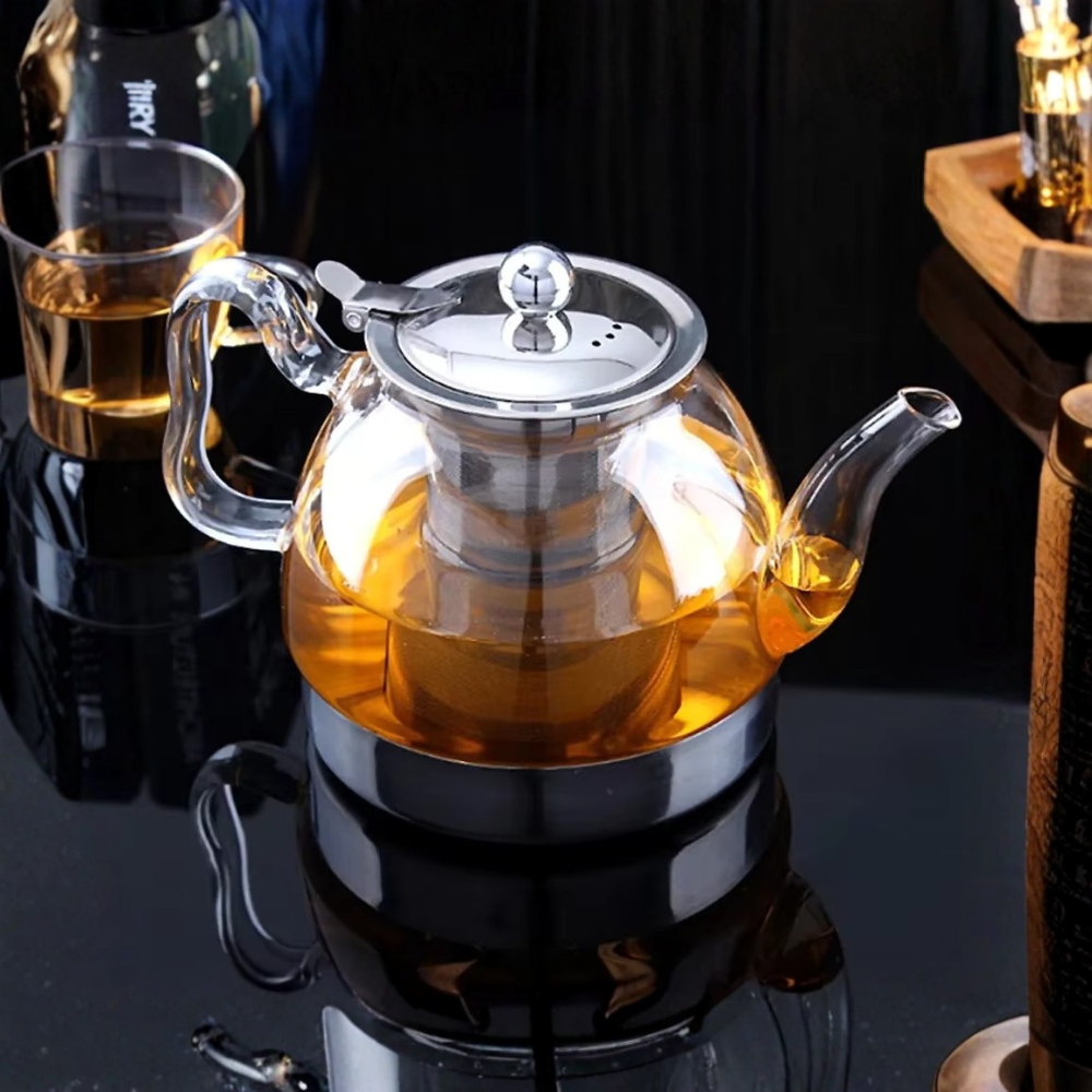 High Borosilicate Glass Teapot Stovetop Gas and Induction Cooker, Boiling Water Tea Kettle With Stainless Steel Filter