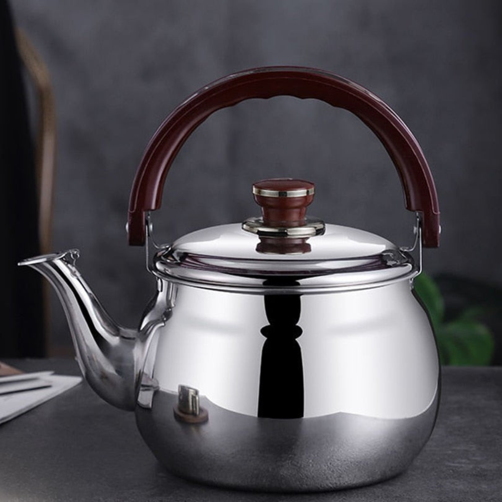 Stainless Steel Stovetop Boiling Water Kettle, Whistling Stovetop Pot With Wide Curved Handle