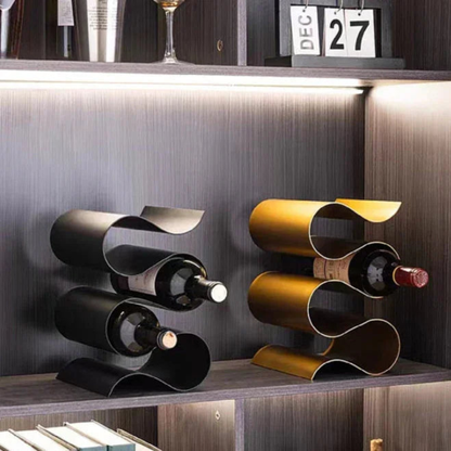 Countertop Wine Racks Free Standing 3 Bottle Holder Sculptural Iron Organizer