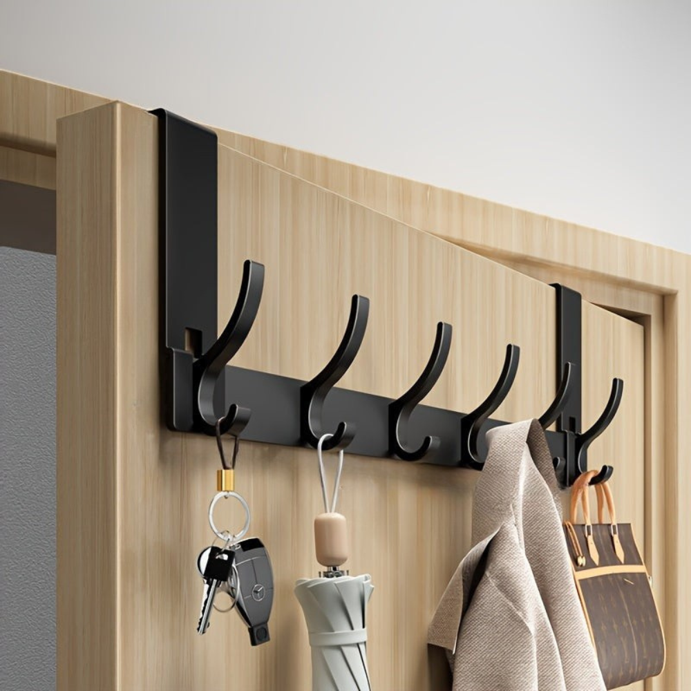 Coat Rack Over the Door Aluminum Alloy Multi Hook Rigid Storage Rail