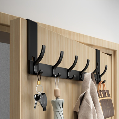Coat Rack Over the Door Aluminum Alloy Multi Hook Rigid Storage Rail