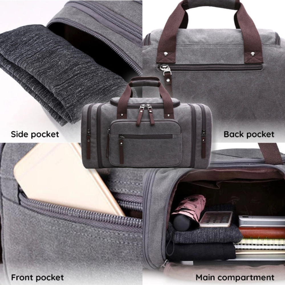 Canvas Duffle Bag Large Travel Weekender Pack with Rugged Shoulder Strap