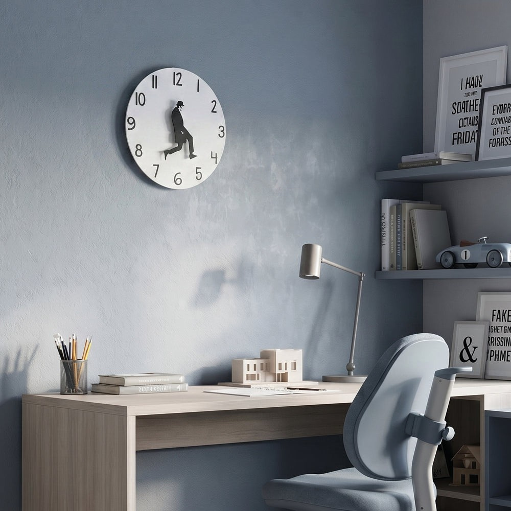 Wall Clock Silly Walks Kinetic Moving Silhouette Desk and Office Timepiece