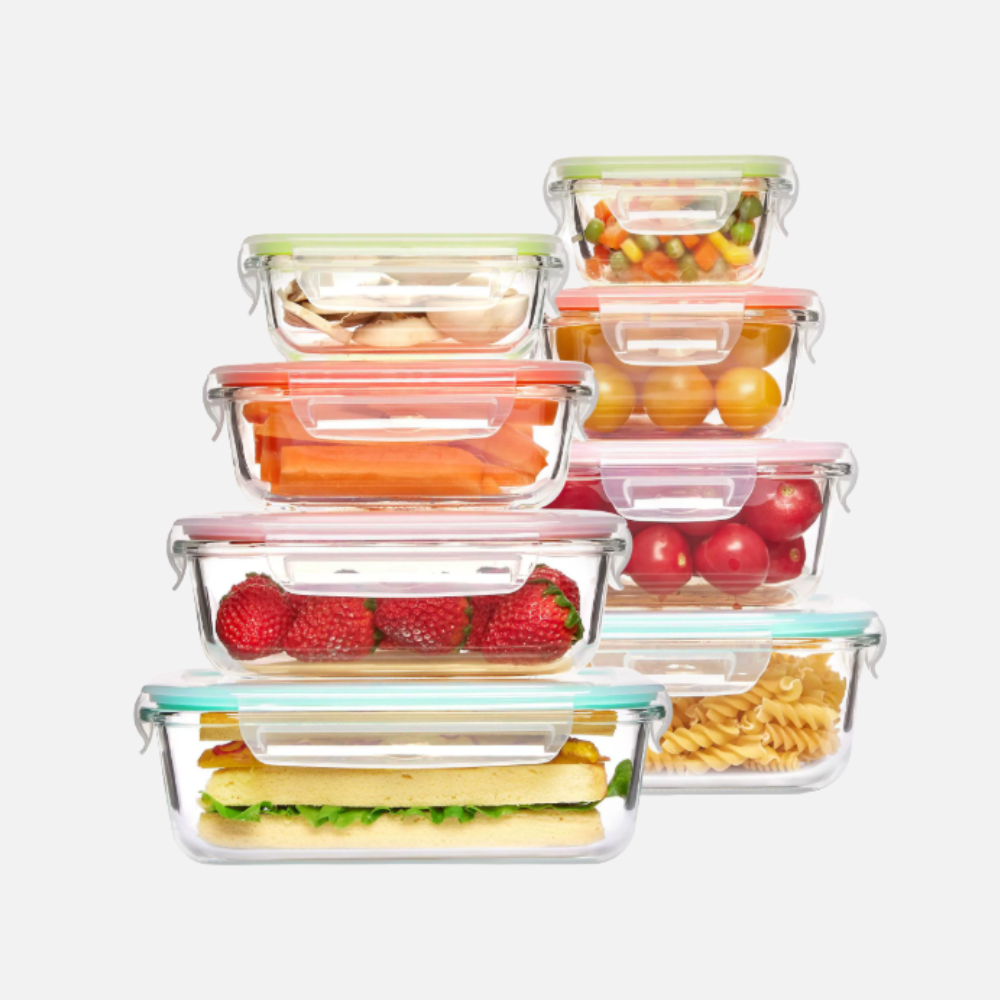 Glass Food Storage Containers Airtight 4 Pcs Set for Meal Prep, Gym and Work