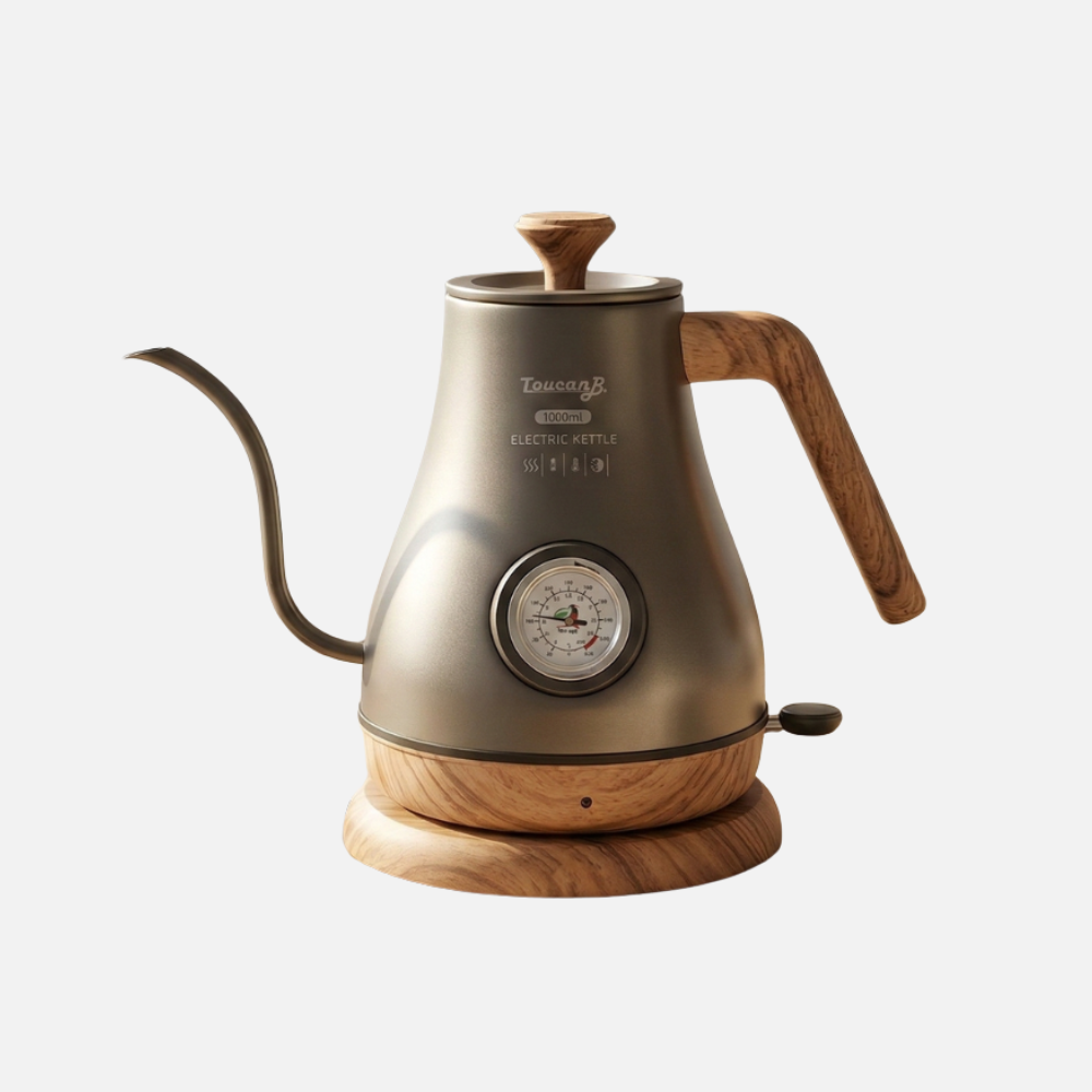 Stainless Steel Electric Tea Kettle with Gooseneck Spout and Thermostat Regulation