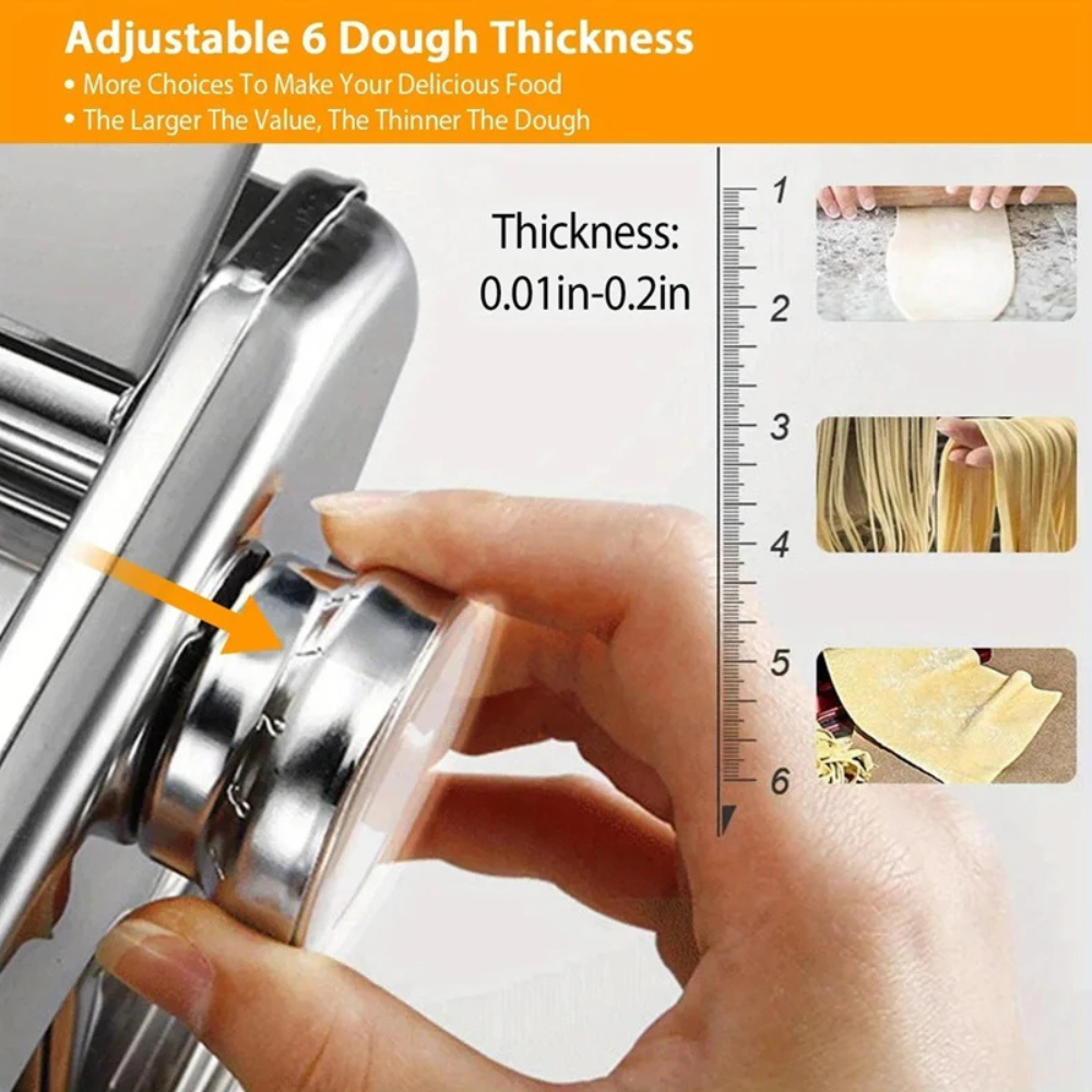Pasta Maker Machine Stainless Steel Manual Roller Press with 6 Settings