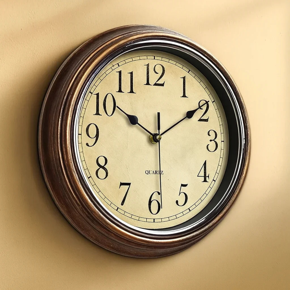 Classic Retro Wall Clock, 12" Silent Non Ticking Quartz Design