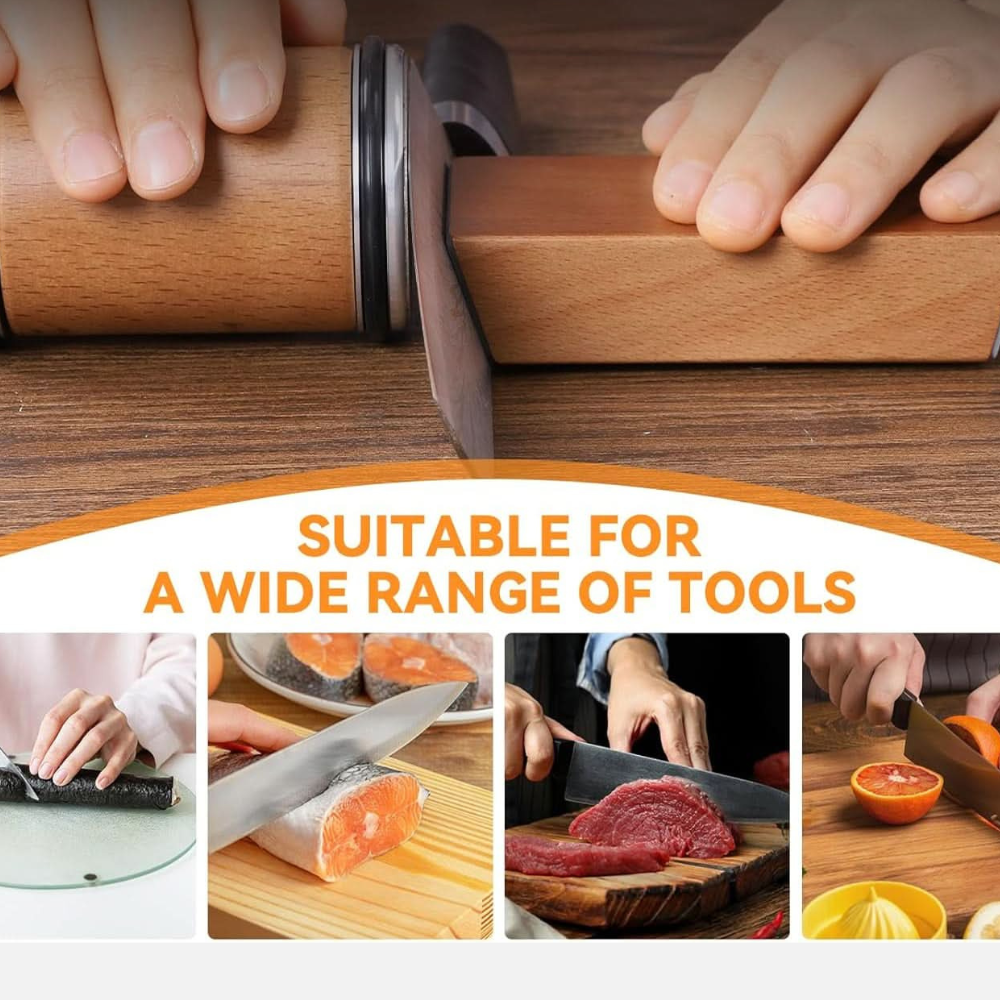 Magnetic Rolling Knife Sharpener - Dual Angle & Grinding Discs