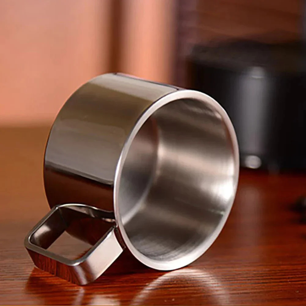Stainless Steel Coffee Mug Set Double Wall Insulated Cup with Saucer and Spoon
