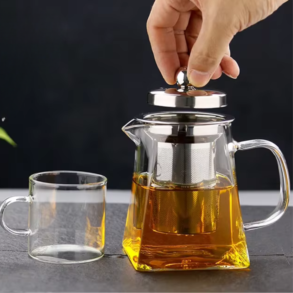 Glass Teapot With Tea Infuser, Heat Resistant Borosilicate Tea Kettle With Stainless Steel Filter