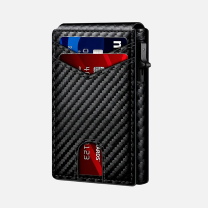 Wallet Slim RFID Blocking Carbon Fiber Look Card Holder Pocket Bifold
