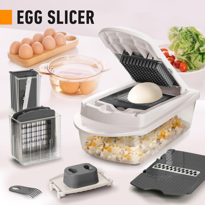 Vegetable Slicer with 8 Blades, 10-in-1 Chopper For Faster Cutting and Grating