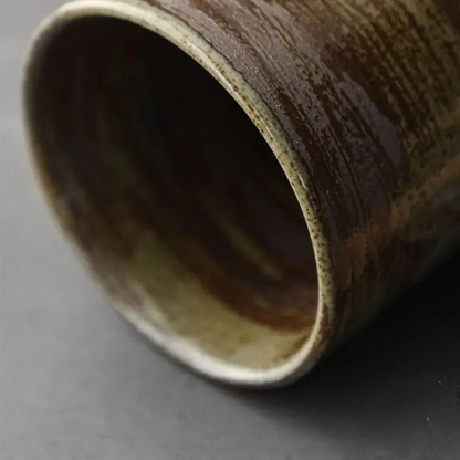 Ceramic Coffee Cup with Natural Wooden Handle - Japanese Style Mug