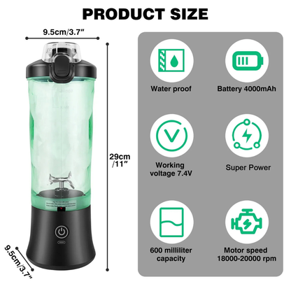 Smoothie Blender 2 in 1 Portable Electric Juicer and Mixer with 6 Blades