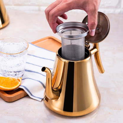 Stainless Steel Teapot With Filter, Induction Tea Kettle Cooker With Stainless Steel Lid