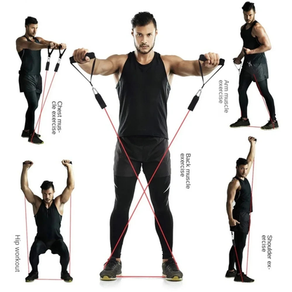 Fitness Resistance Bands Set For Home Gym, 11-Piece Complete Exercise Workout Kit
