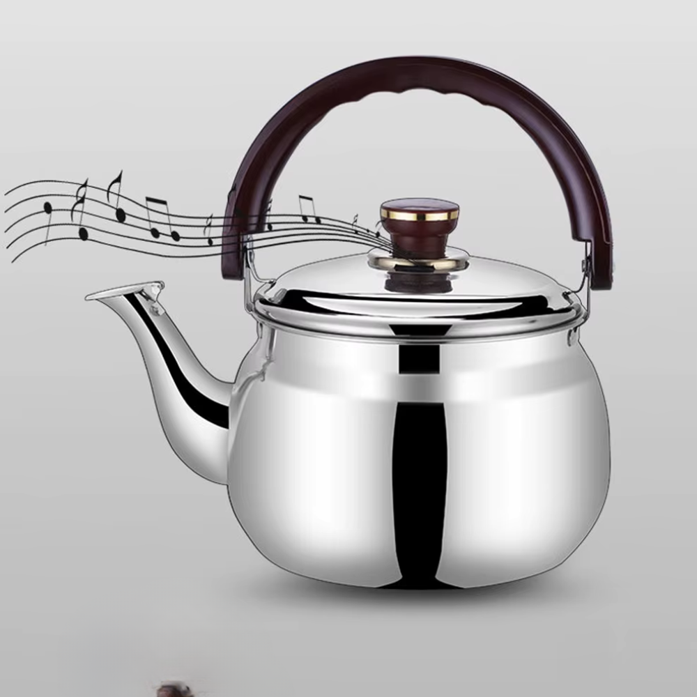 Stainless Steel Stovetop Boiling Water Kettle, Whistling Stovetop Pot With Wide Curved Handle