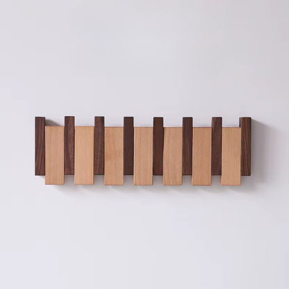 Wooden Folding Wall Coat & Hat Rack With Magnetic Hooks - Multiple Size Racks From 4 Hooks To 8 Hooks