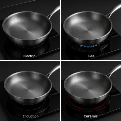 Silver Sauté Frying Pan - Hammered Titanium Alloy