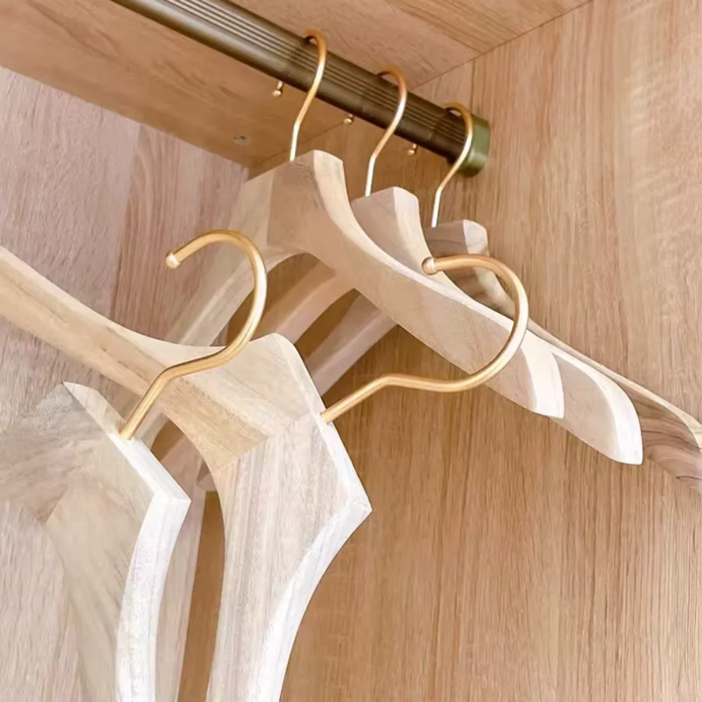 Mens Wide Shoulder & Pants Wooden Hangers, Camphor Wood Suit, Coat & Pants Organizer (Set of 2)
