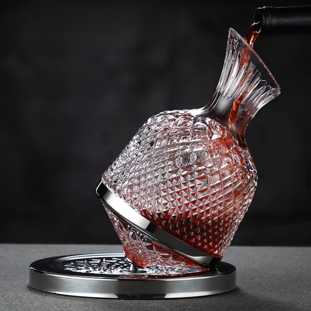 Wine Decanter with 360 Degree Rotating Base and Slanted Spout 50.7fl oz