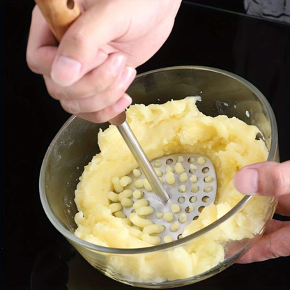 Potato Masher with Perforated Stainless Steel Plate for Vegetable Mashing