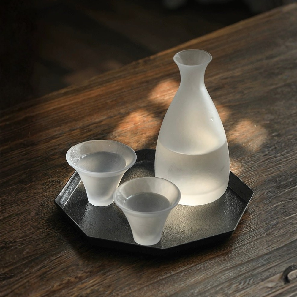 Mist Sake Cup Set, Frosted Glass Japanese Sake Drinking Set