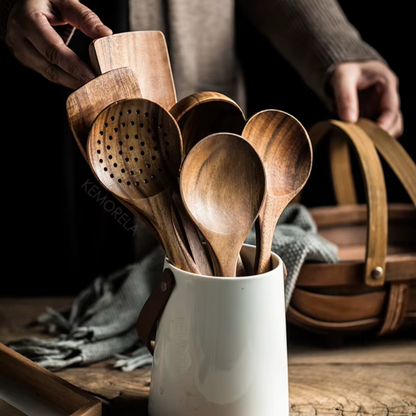 Wooden Utensil 7-Piece Kitchen Set