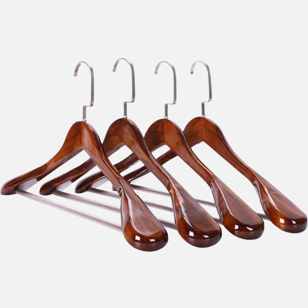Clothes Hanger Solid Wood Closet Organizer Set of 4 Pack