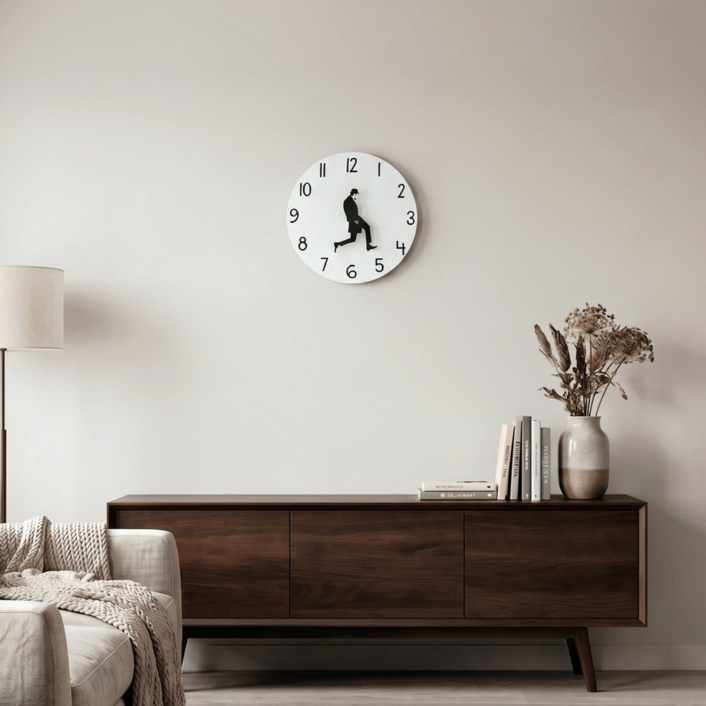 Wall Clock Silly Walks Kinetic Moving Silhouette Desk and Office Timepiece