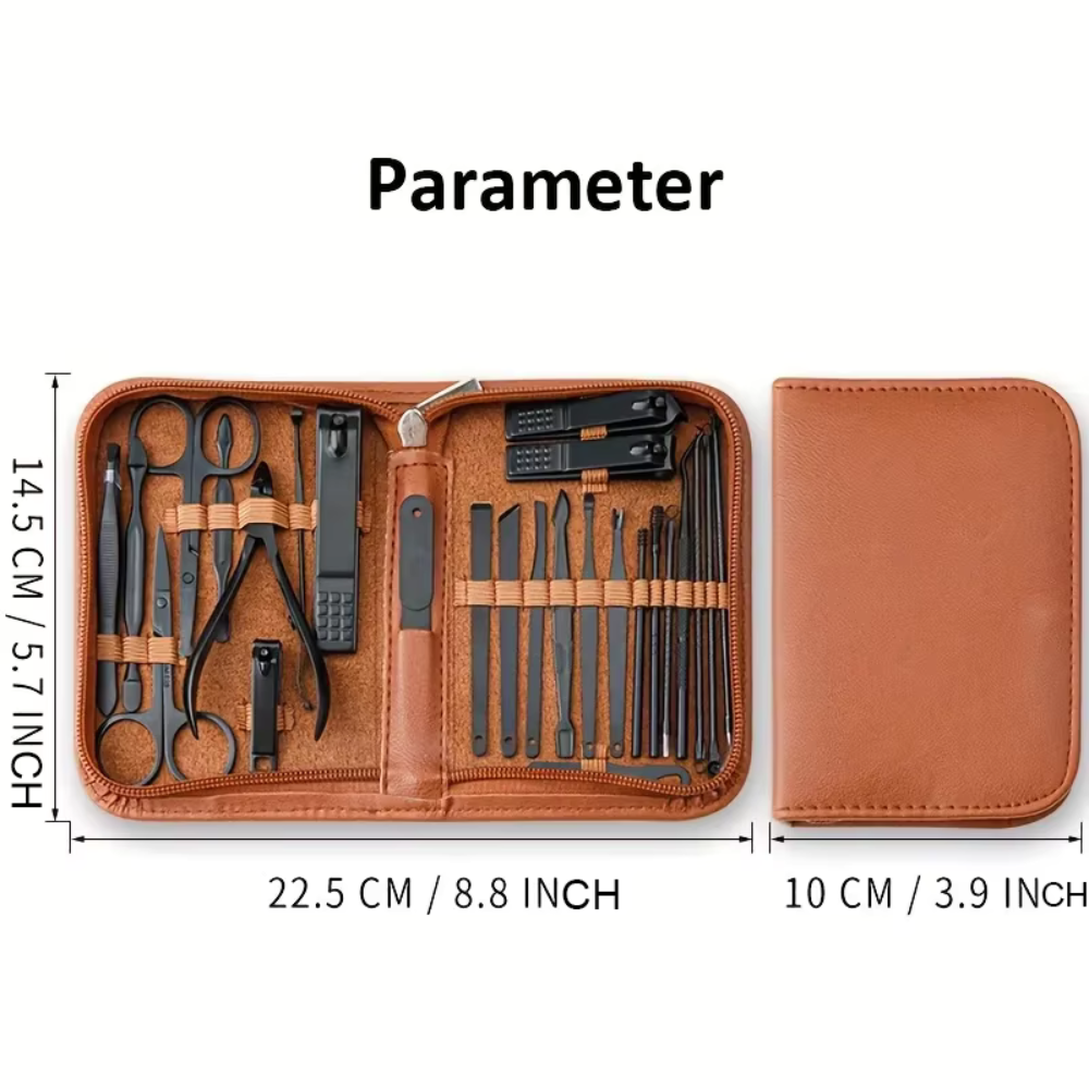 Portable Full Nail Clipper Travel Set In Case - Complete Mens Grooming Set
