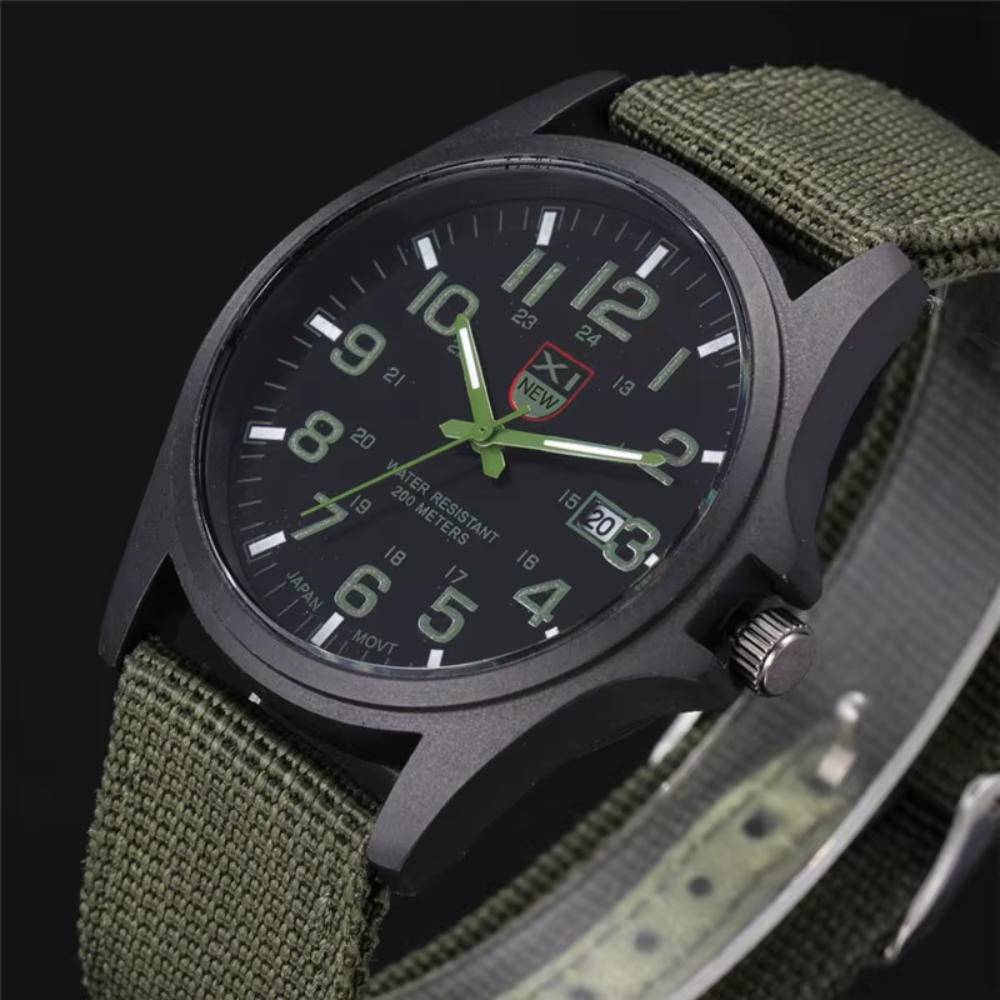 Mens Watches Tactical Field Military Style Quartz Watch with LED