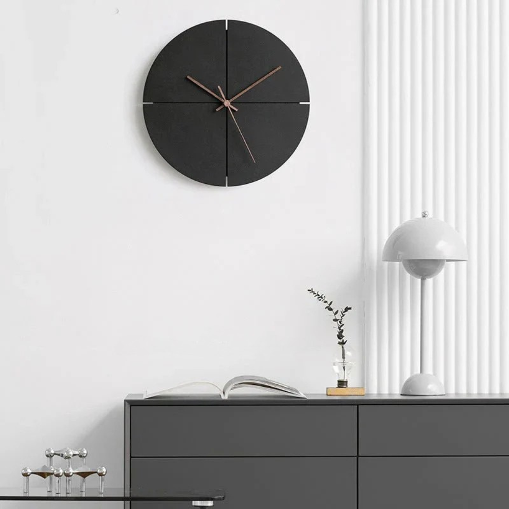 Minimalist Wall Clock Walnut Wood Silent Non Ticking Quartz 11.4 Inch
