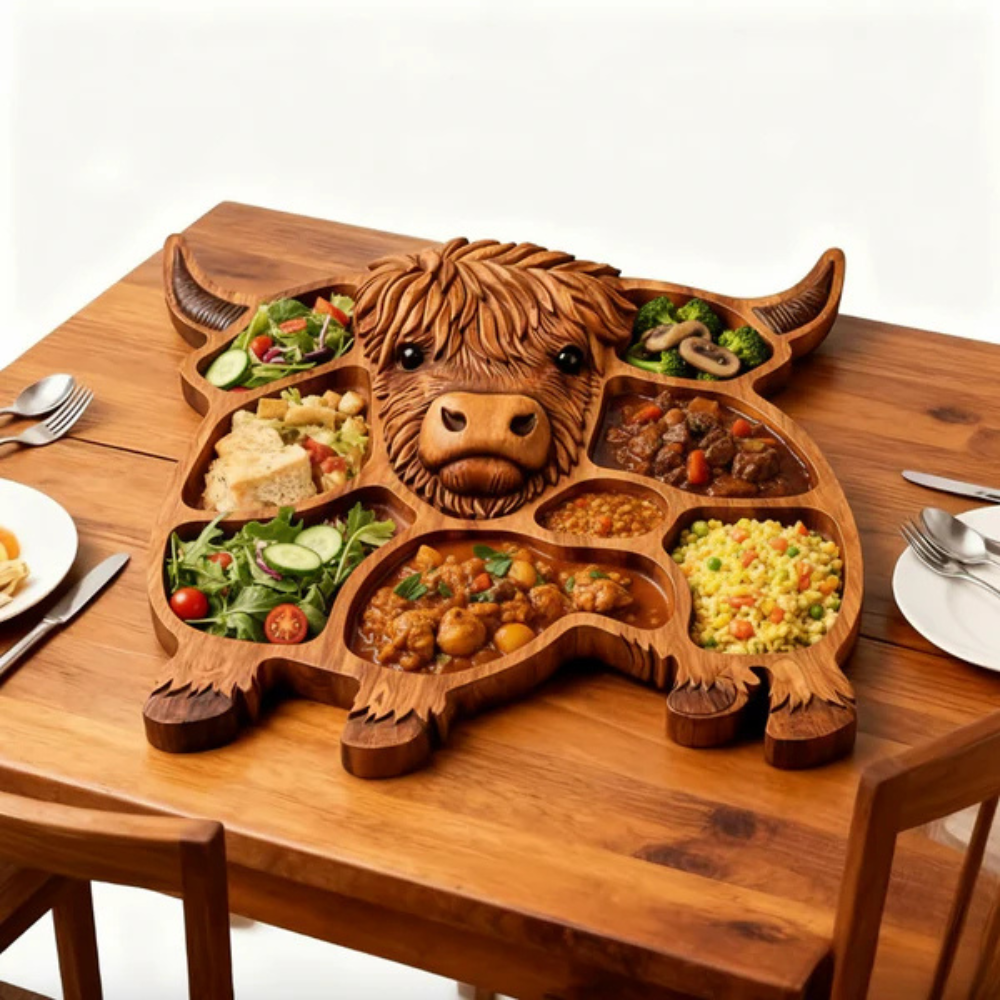 Wood Charcuterie Boards Cow Shaped Solid Wood Meat and Cheese Platter