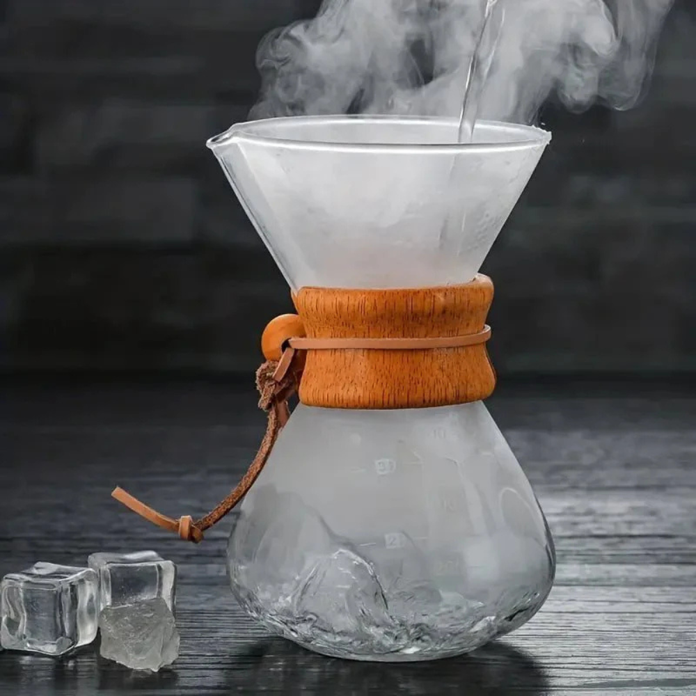 Pourover Coffee Brewer Glass Pot and V60 Dripper Set with Metal Filter