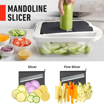 Vegetable Slicer with 8 Blades, 10-in-1 Chopper For Faster Cutting and Grating