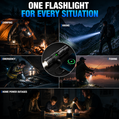 Rechargeable LED Flashlight, Tactical Power Bank Zoomable Torch Light