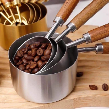 Measuring Spoons Stainless Steel and Wood 8 pcs Utensil Set