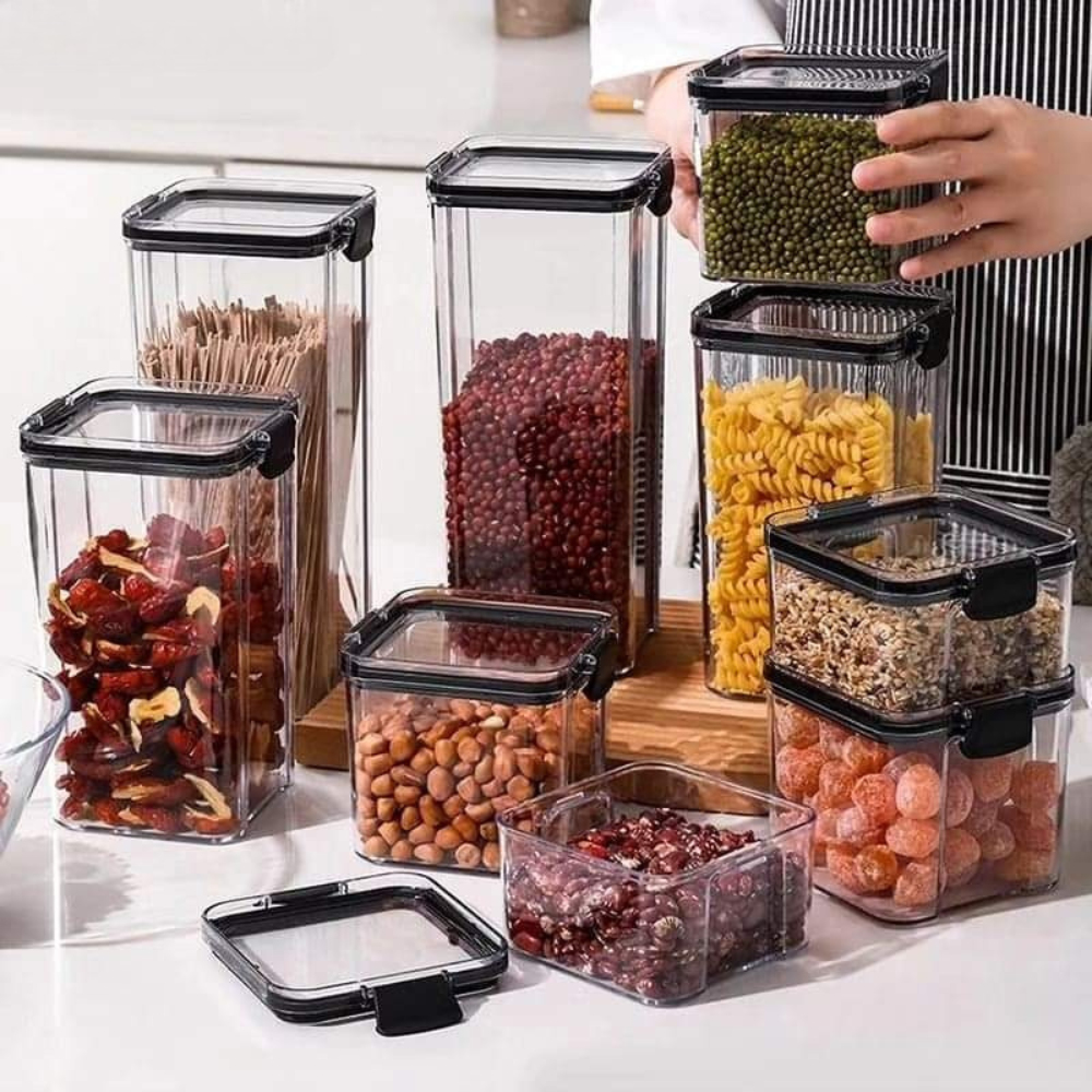 Airtight Food Containers Stackable Kitchen Pantry Storage 8 Piece Set