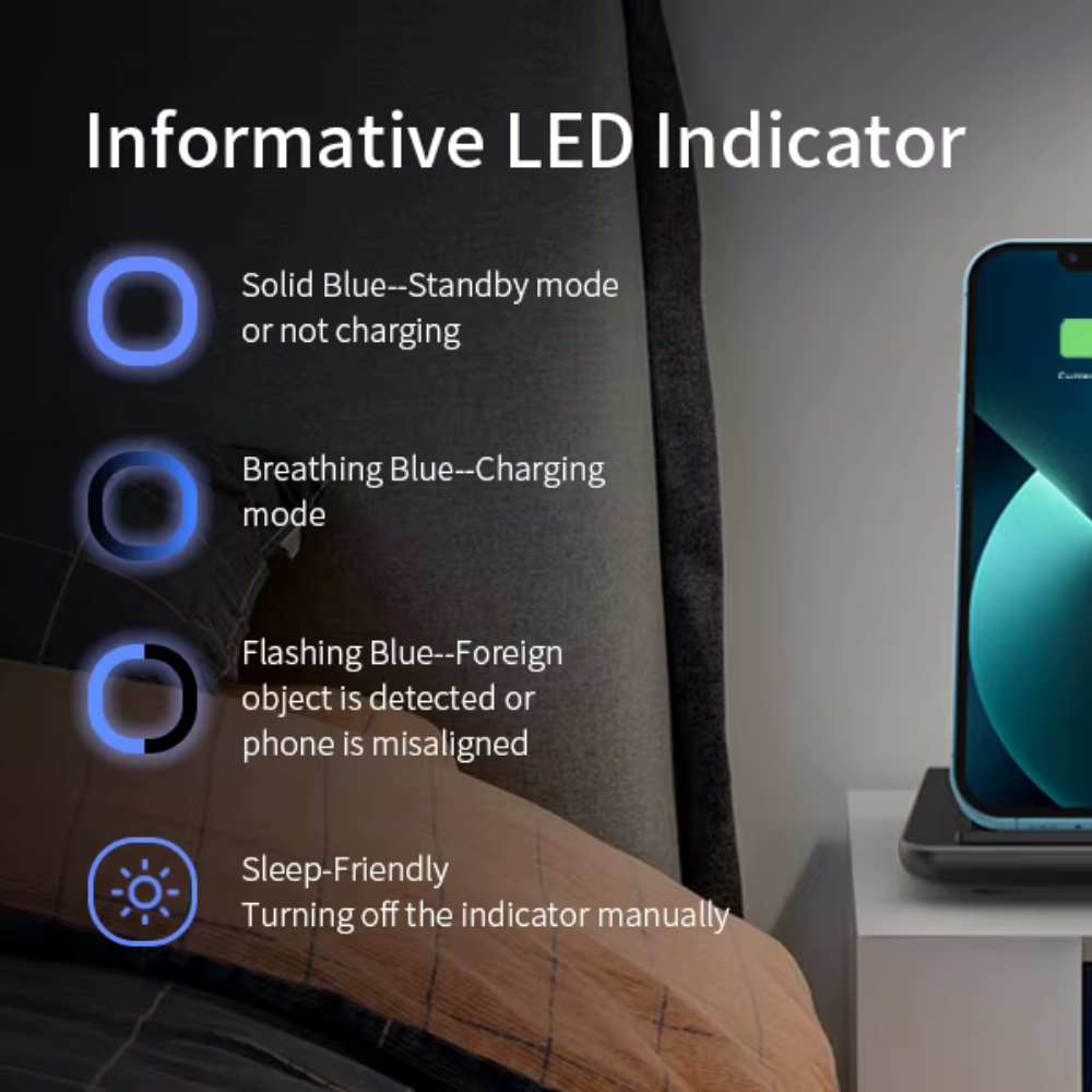3 in 1 Portable Wireless Charger for Phones, Watches and Earbuds - Foldable Design