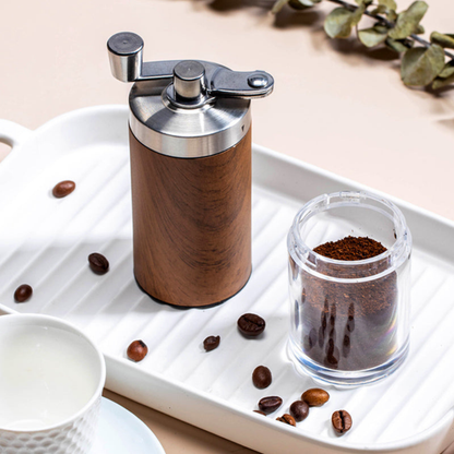 Manual Coffee Grinder with Adjustable Grinding and Wood Grain Finish