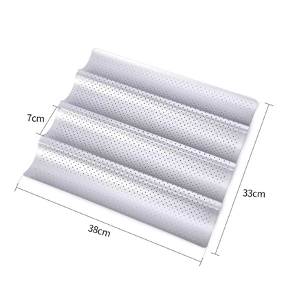 Stainless Steel Baguette Baking Or French Bread Pan With Grooves For Oven - Curved Moulding Baking Bread Pan